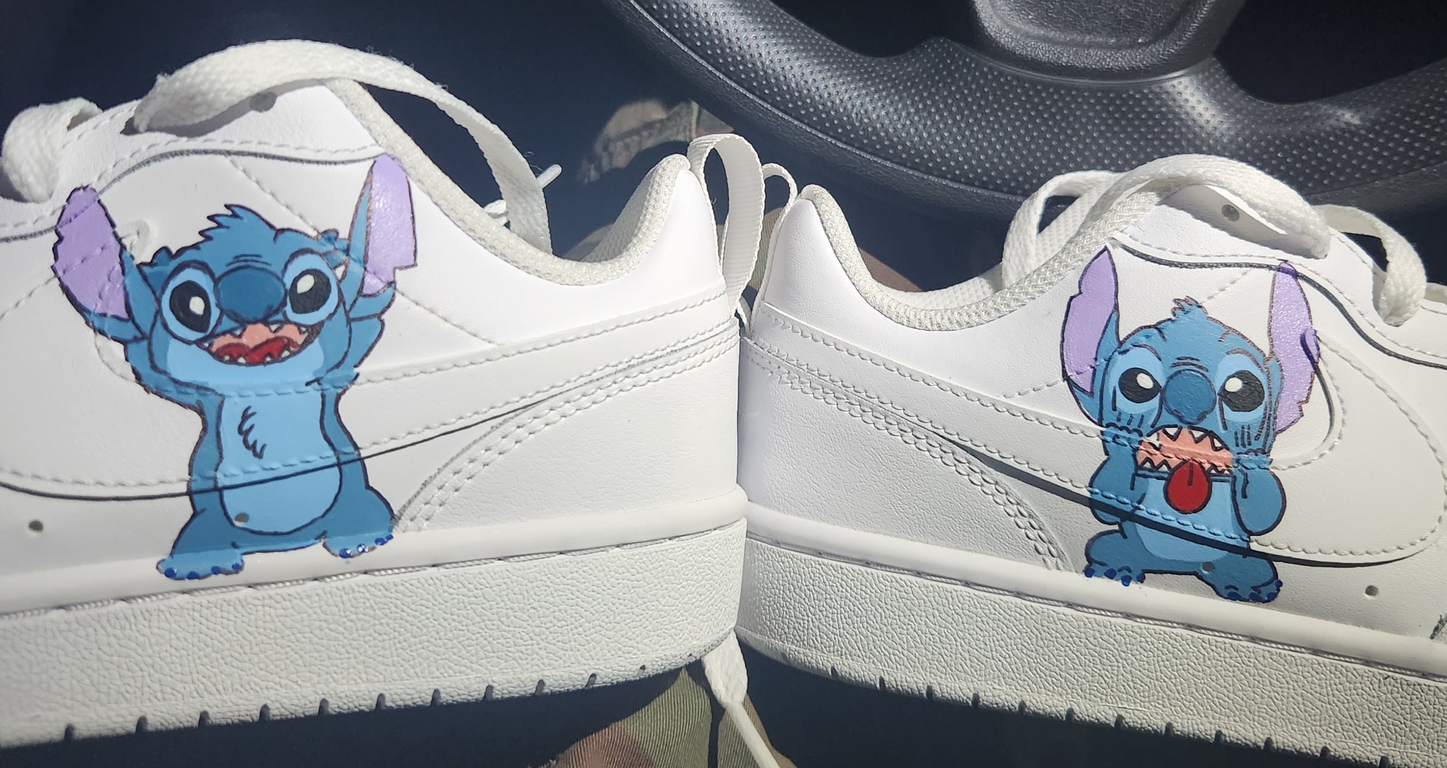Custom Stitch character painted Nike sneakers